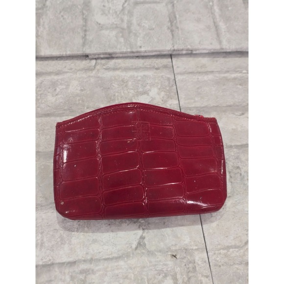 Givenchy Handbags - Givenchy Paris Medium Red Croc-Embossed Leather‎ Pouch 7" x 4.5"